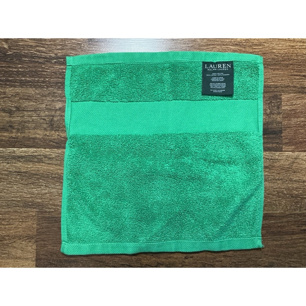 LAUREN RALPH LAUREN Wescott Green Washcloth Towel 12.5" 100% Cotton